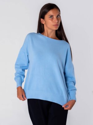 MAGLIA Girocollo risvoltato a manica larga e bordi a righe