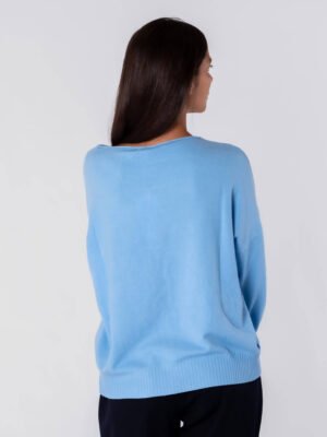 MAGLIA Girocollo risvoltato a manica larga e bordi a righe