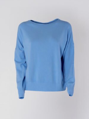 MAGLIA Girocollo risvoltato a manica larga e bordi a righe