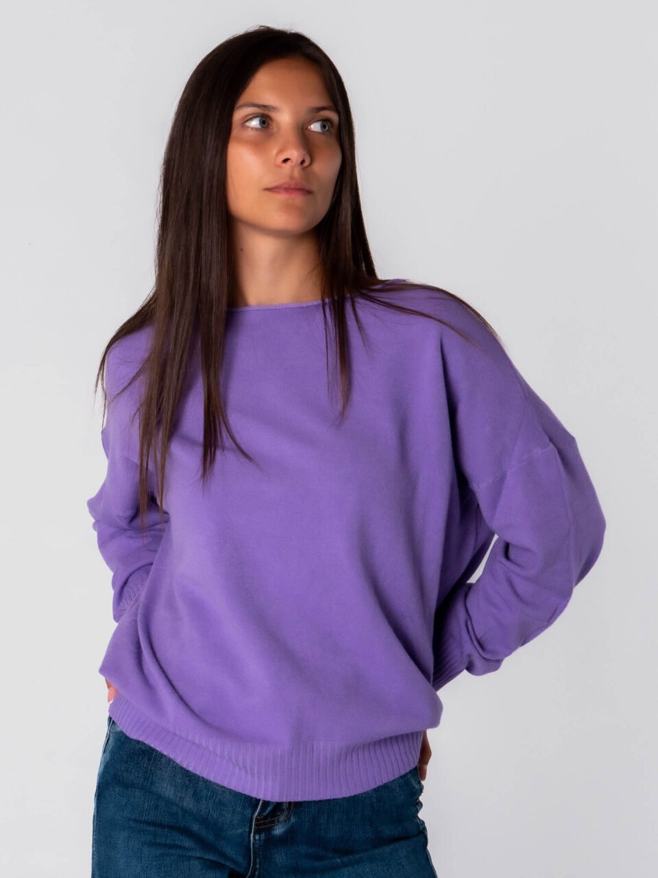 MAGLIA Girocollo risvoltato a manica larga e bordi a righe ONEWORLD HYBRID
