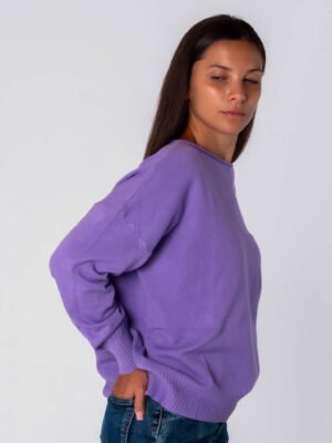 MAGLIA Girocollo risvoltato a manica larga e bordi a righe