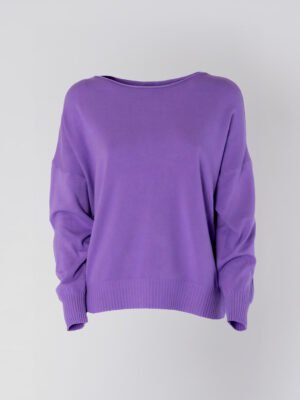 MAGLIA Girocollo risvoltato a manica larga e bordi a righe