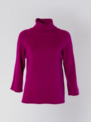 MAGLIA dolcevita con ricamo e bordi risvoltati