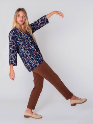 BLUSA collo a v a fantasia catena ONEWORLD HYBRID