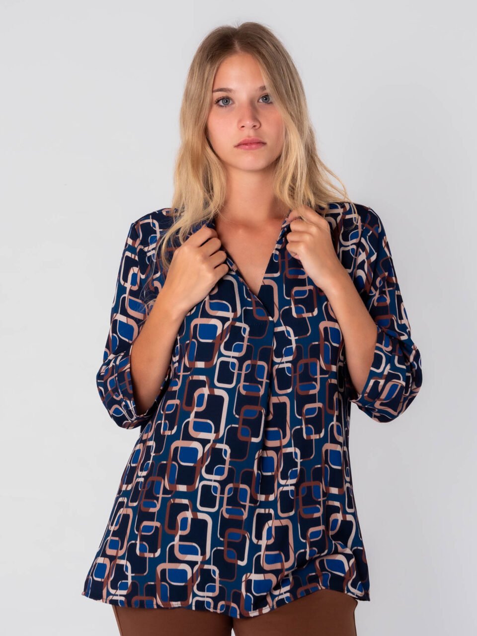 BLUSA collo a v a fantasia catena ONEWORLD HYBRID
