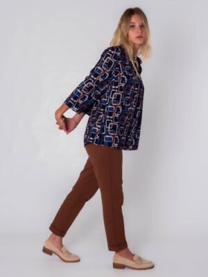 BLUSA collo a v a fantasia catena