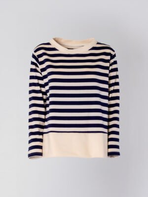 MAGLIA girocollo a righe spesse e bordo alto