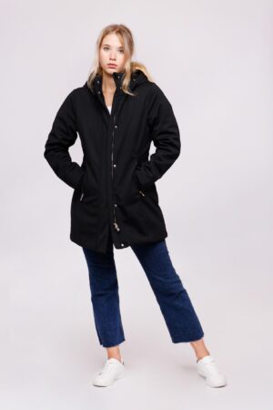 JACKET Lunga con cappuccio removibile e cerniere metallizzate ONEWORLD HYBRID