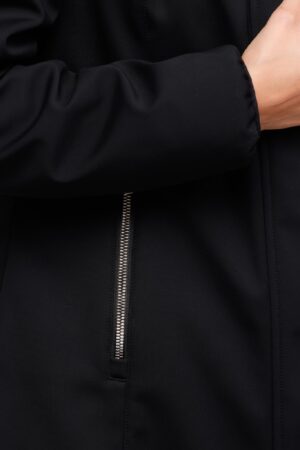 JACKET Lunga con cappuccio removibile e cerniere metallizzate