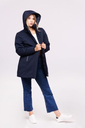 JACKET Lunga con cappuccio removibile e cerniere metallizzate ONEWORLD HYBRID