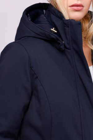 JACKET Lunga con cappuccio removibile e cerniere metallizzate