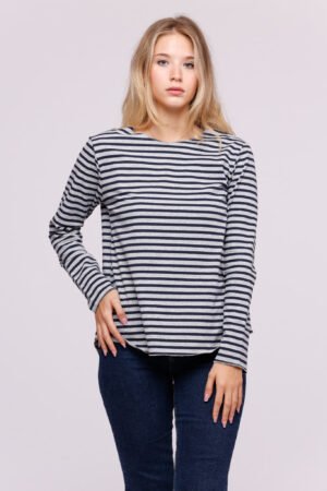 MAGLIA Girocollo a righe e fondo arrotondato