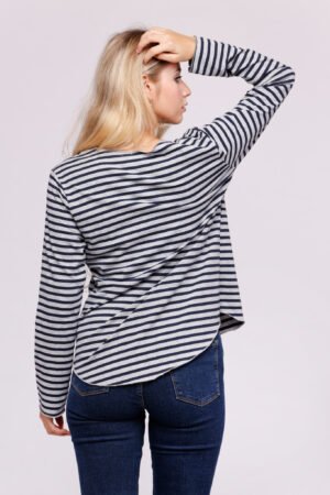 MAGLIA Girocollo a righe e fondo arrotondato