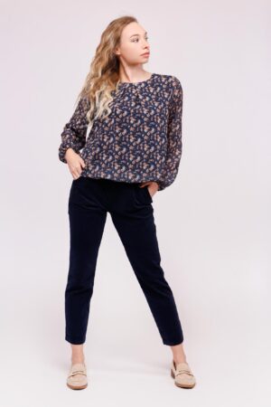 BLUSA a fiori a girocollo con pieghe sul davanti ONEWORLD HYBRID