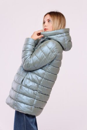 CAPPOTTO piumino lungo con nastro di chiusura sul cappuccio