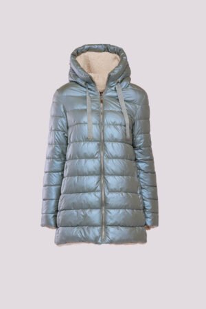 CAPPOTTO piumino lungo con nastro di chiusura sul cappuccio