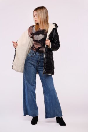 CAPPOTTO piumino lungo con nastro di chiusura sul cappuccio ONEWORLD HYBRID