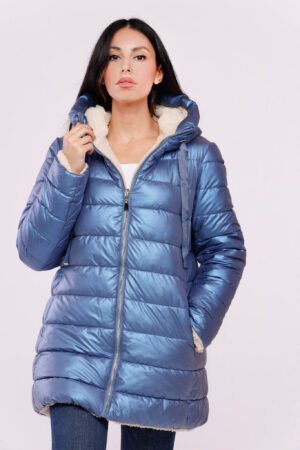 CAPPOTTO piumino lungo con nastro di chiusura sul cappuccio