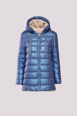 CAPPOTTO piumino lungo con nastro di chiusura sul cappuccio