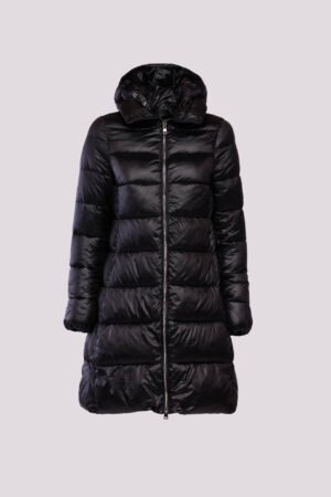 CAPPOTTO piumino lungo trapuntato con elastico con gancio di chiusura sul cappuccio
