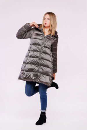 CAPPOTTO piumino lungo trapuntato con elastico con gancio di chiusura sul cappuccio ONEWORLD HYBRID