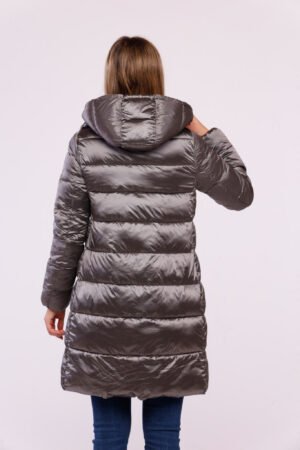 CAPPOTTO piumino lungo trapuntato con elastico con gancio di chiusura sul cappuccio