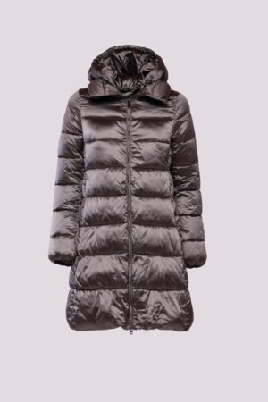 CAPPOTTO piumino lungo trapuntato con elastico con gancio di chiusura sul cappuccio