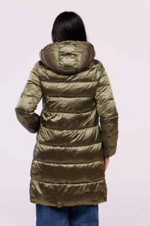 CAPPOTTO piumino lungo trapuntato con elastico con gancio di chiusura sul cappuccio