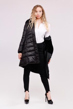 CAPPOTTO piumino lungo con doppia chiusra cerniera e bottoni e cerniere sulle tasche verticali ONEWORLD HYBRID