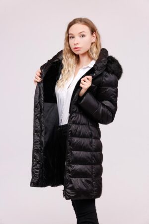 CAPPOTTO piumino lungo con doppia chiusra cerniera e bottoni e cerniere sulle tasche verticali