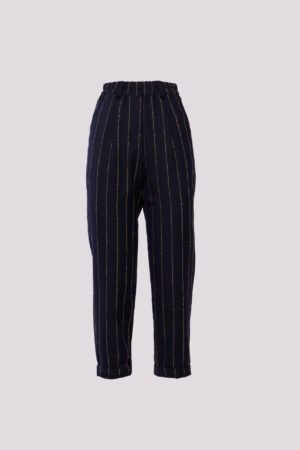 PANTALONE gessato con risvolti alle caviglie e elastico in vita