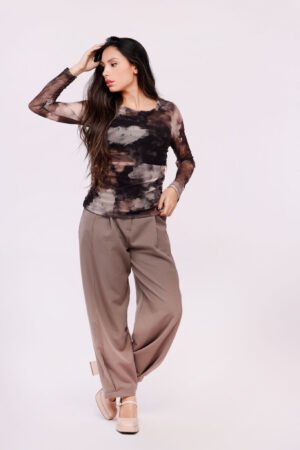 BLUSA a girocollo elasticizzata con stampa fantasia clouds ONEWORLD HYBRID