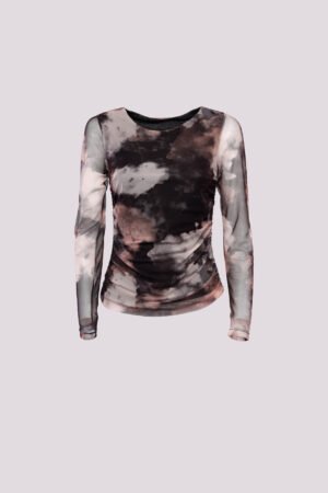 BLUSA a girocollo elasticizzata con stampa fantasia clouds