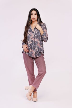 CAMICIA fantasia a pois colletto elegante a punta corta e bottoncini sulle maniche ONEWORLD HYBRID