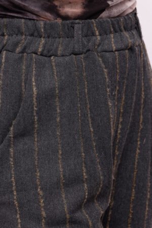 PANTALONE gessato con risvolti alle caviglie taschine laterali