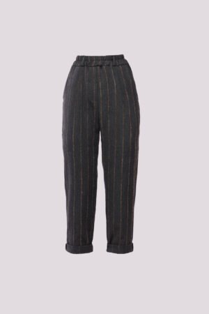 PANTALONE gessato con risvolti alle caviglie taschine laterali