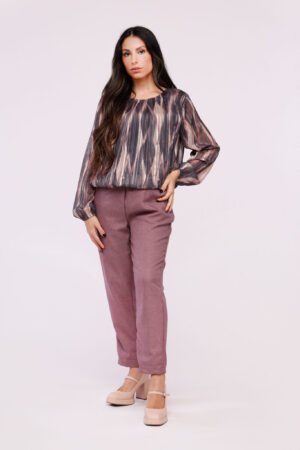 BLUSA a girocollo fantasia multicolore con elastico sui bordi ONEWORLD HYBRID