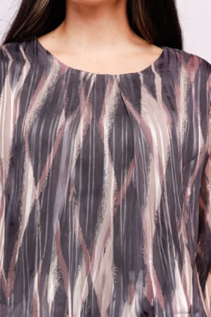 BLUSA a girocollo fantasia multicolore con elastico sui bordi