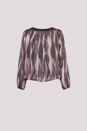 BLUSA a girocollo fantasia multicolore con elastico sui bordi