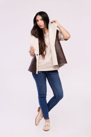 GILET casual con pellicciotto interno e tessuto tipo dainetto ONEWORLD HYBRID