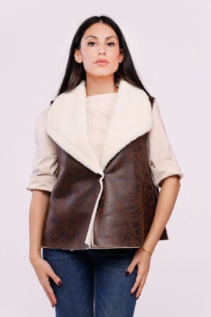GILET casual con pellicciotto interno e tessuto tipo dainetto