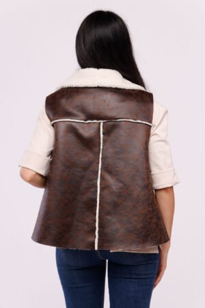 GILET casual con pellicciotto interno e tessuto tipo dainetto