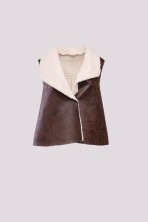 GILET casual con pellicciotto interno e tessuto tipo dainetto