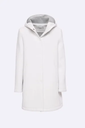 CAPPOTTO in tessuto piquet con tasche a filetto verticali e cuciture esterne