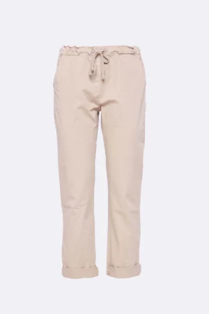 PANTALONI casual con cordino in vita e risvolti