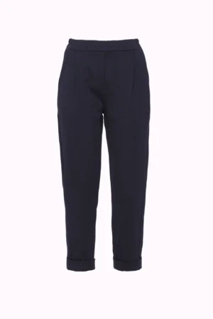 PANTALONE con risvolti alle caviglie tasche laterali ed elastico in vita