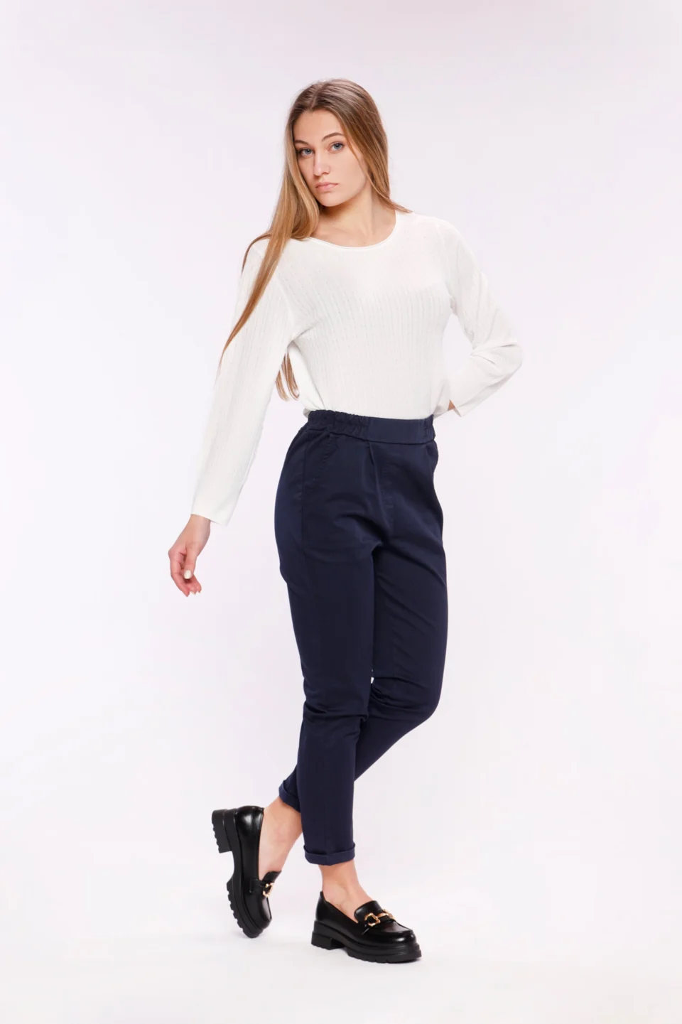 PANTALONE casual con risvolti alle caviglie ed elastico in vita ONEWORLD HYBRID