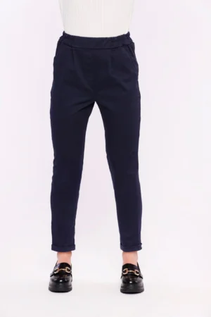 PANTALONE casual con risvolti alle caviglie ed elastico in vita