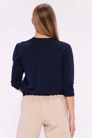 CARDIGAN con parte superiore traforata maniche a tre quarti e scollo a V