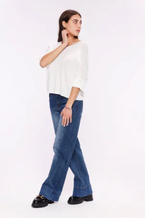 BLUSA con scollo a V bottoni decorativi sulle spalle e manica a tre quarti ONEWORLD HYBRID